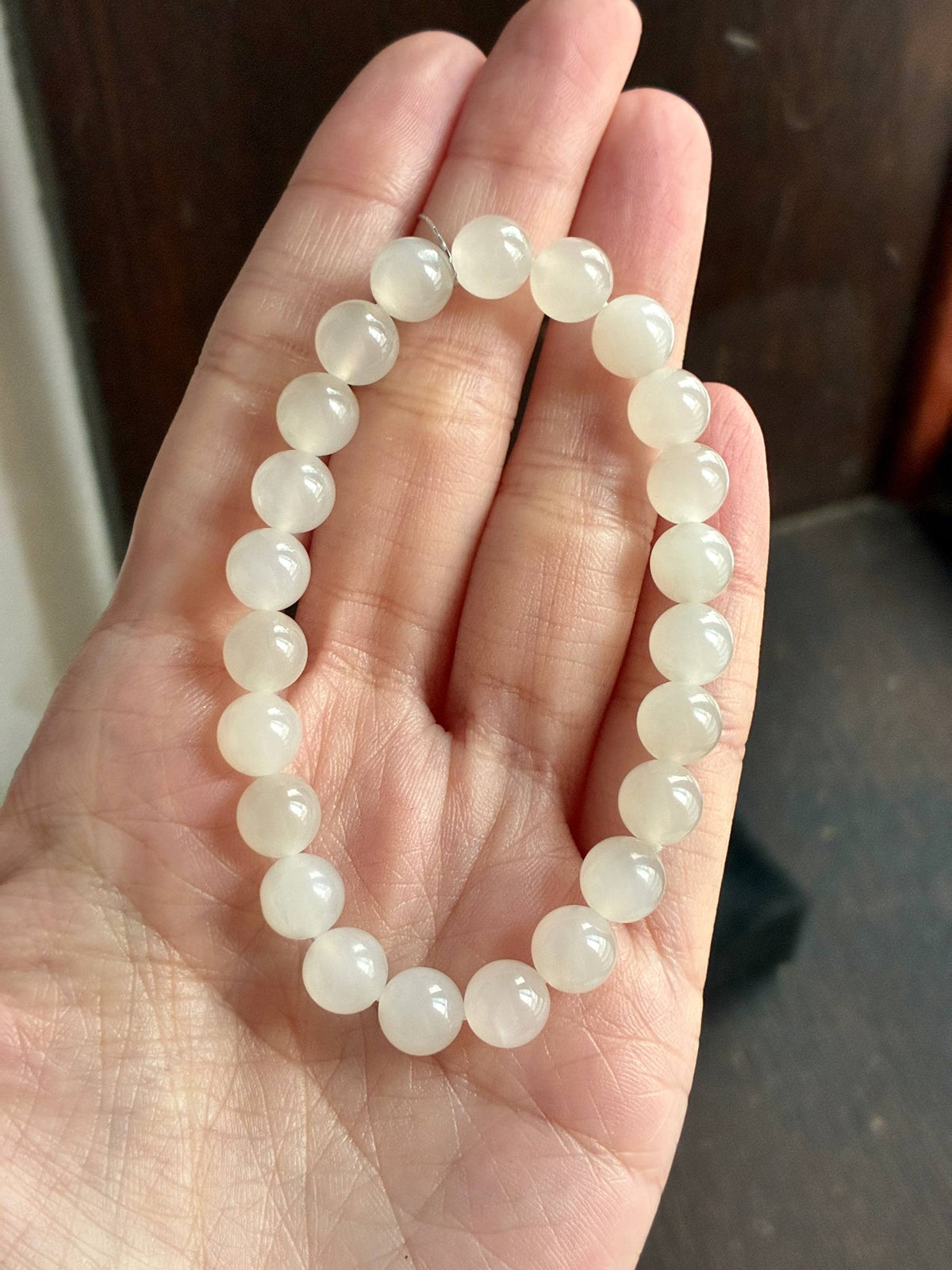 8.0mm Nephrite Bracelet Icy Mutton Fat White