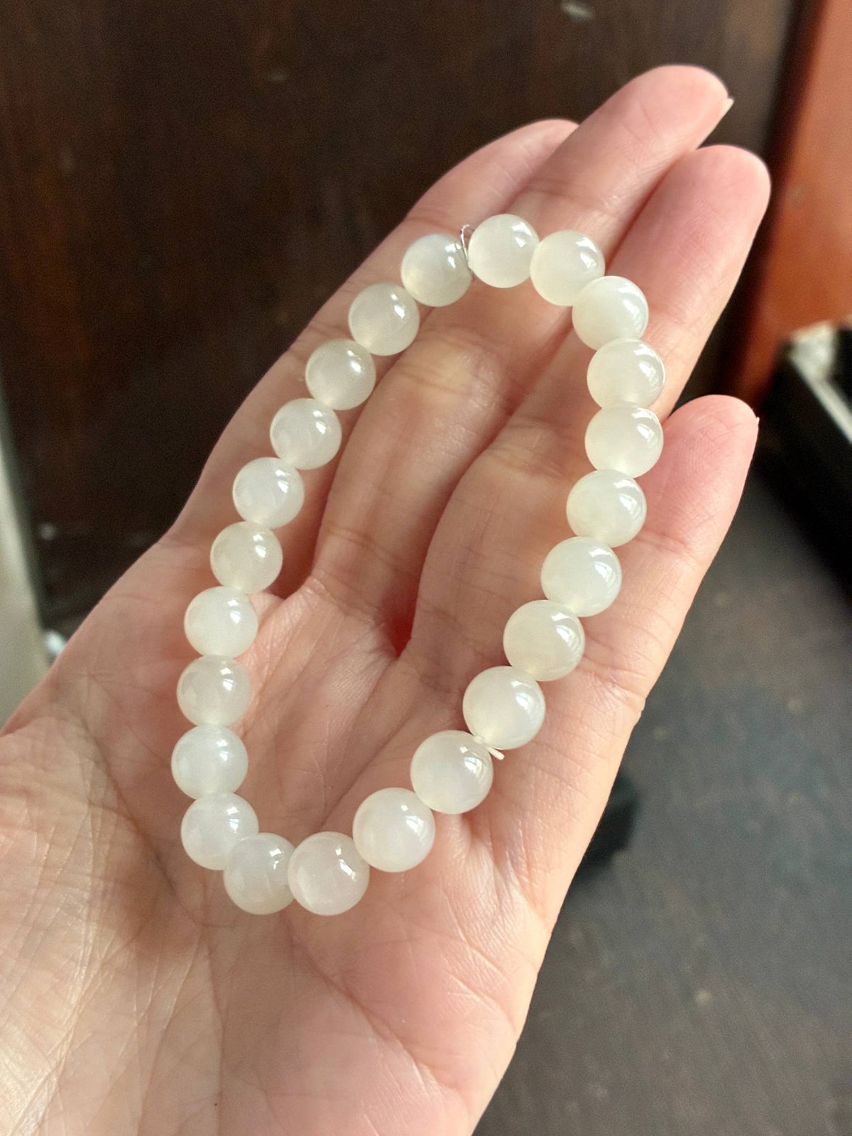 8.0mm Nephrite Bracelet Icy Mutton Fat White
