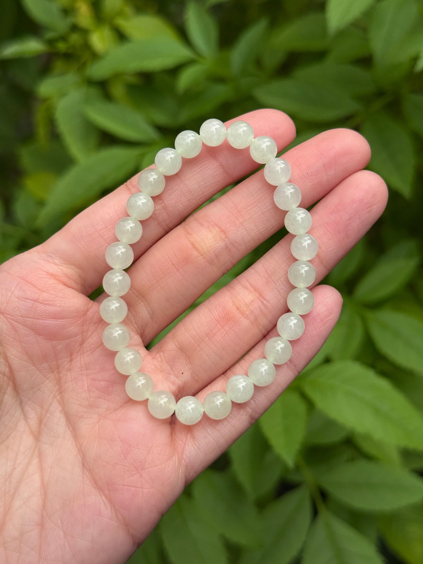 6.5mm Icy Jadeite Bracelet in Faint Green