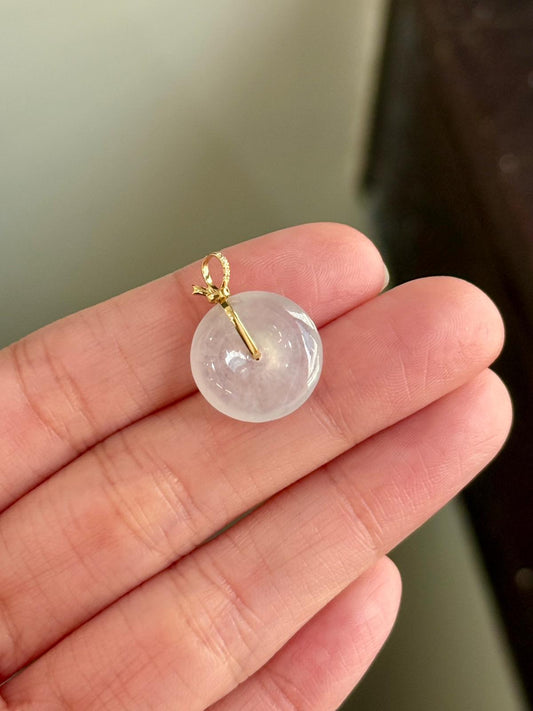 18K Icy Coloress Donut Pendant with Ribbon