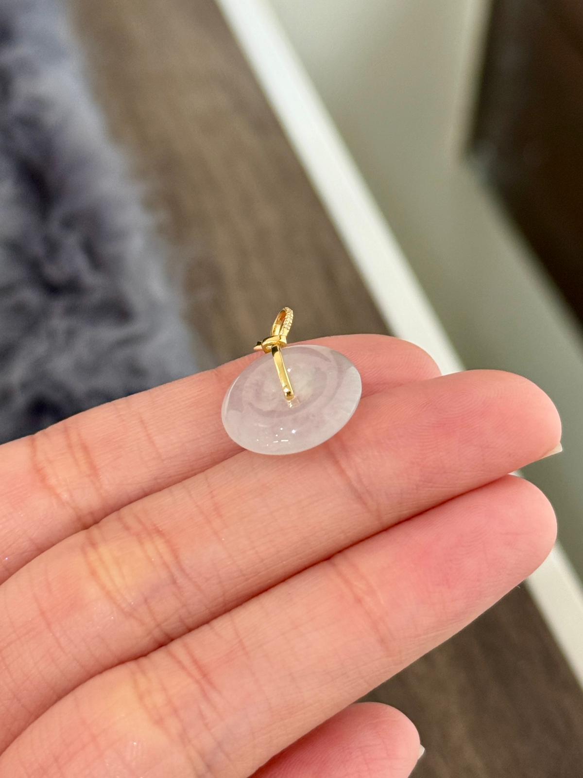 18K Icy Coloress Donut Pendant with Ribbon