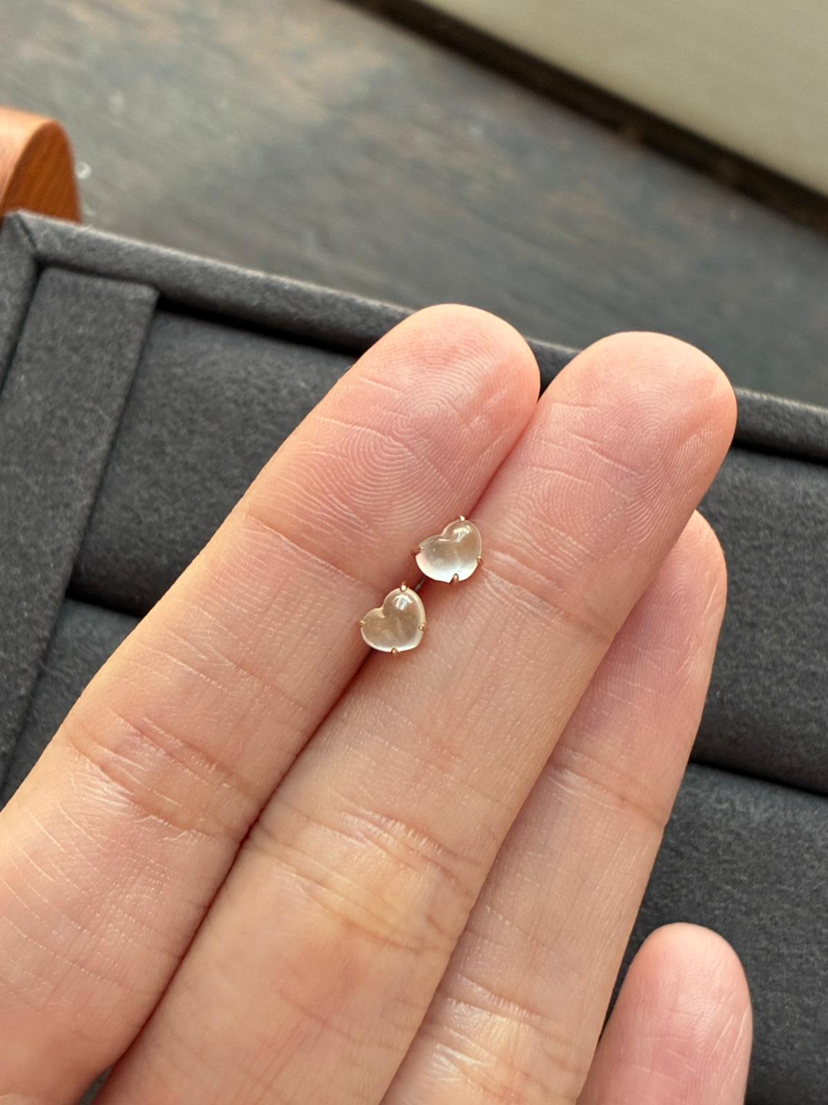 18K Glowy Plump Heart Studs in Rose Gold