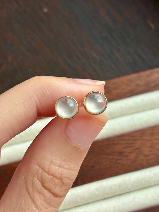 18K Glowy Minimalist Bubble Cabochon Studs (6mm)