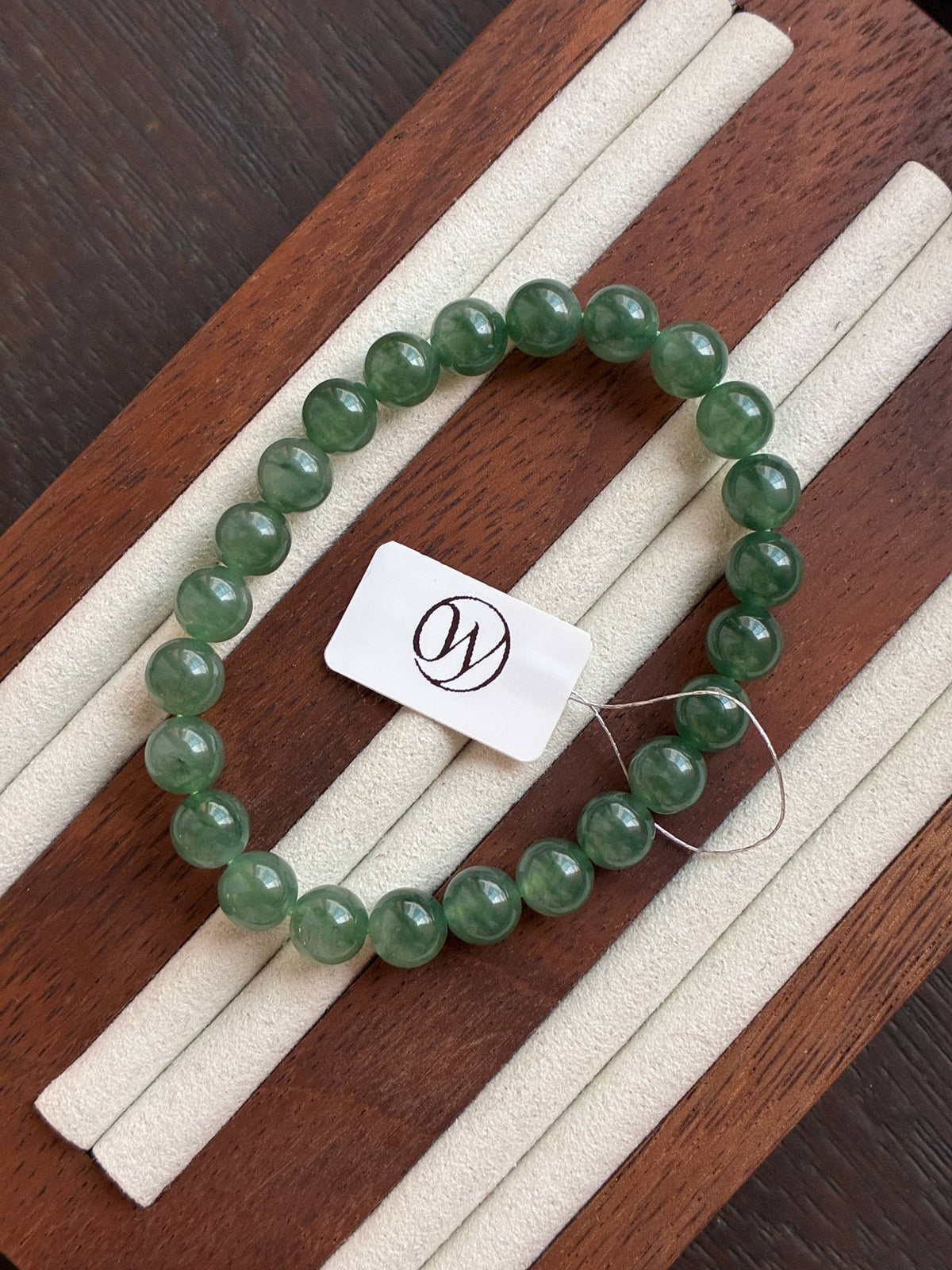 8.0mm Icy Oil Forest Green Jadeite Bracelet