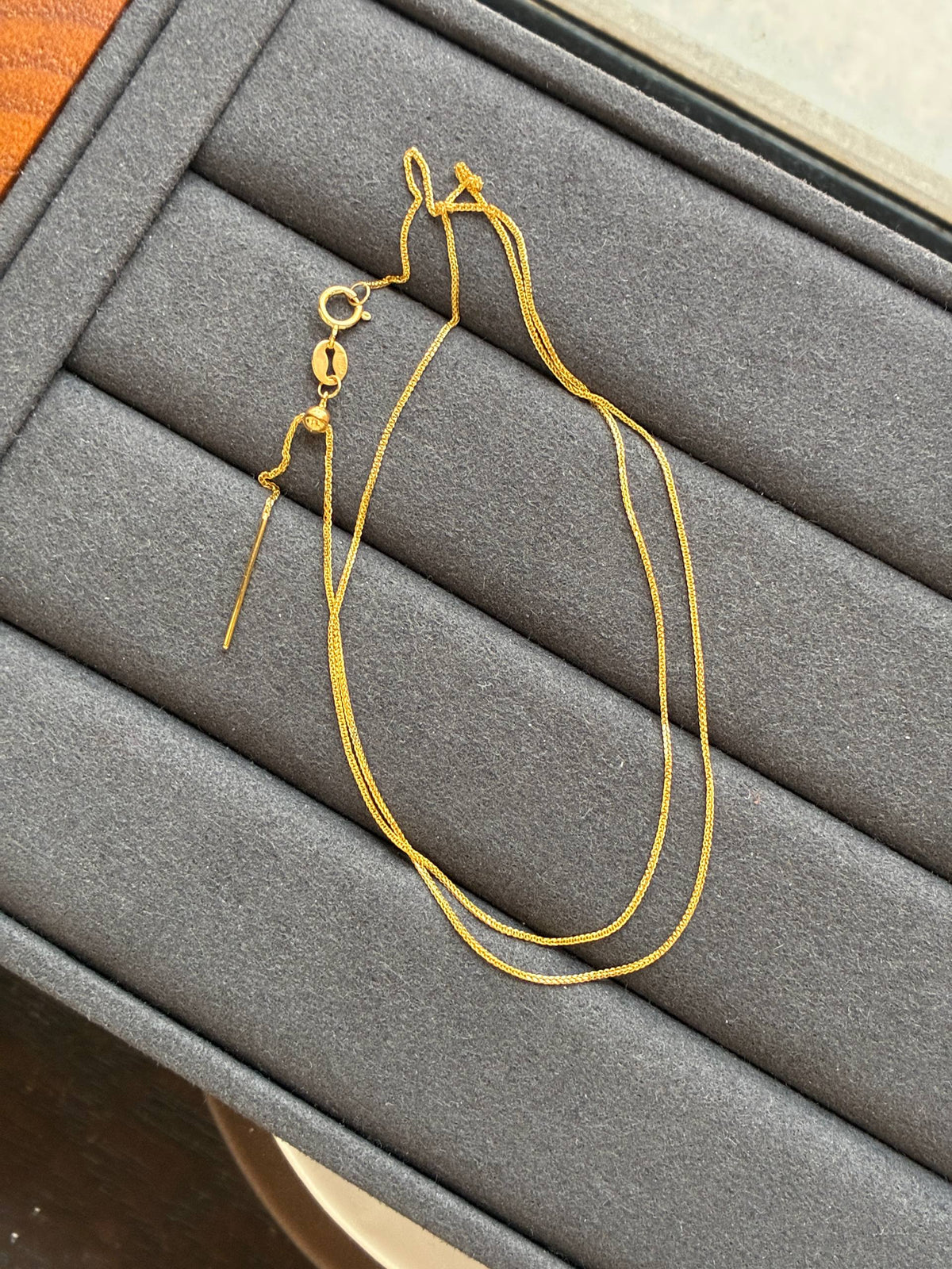 18K White / Yellow Gold Adjustable Slim Chain 45cm