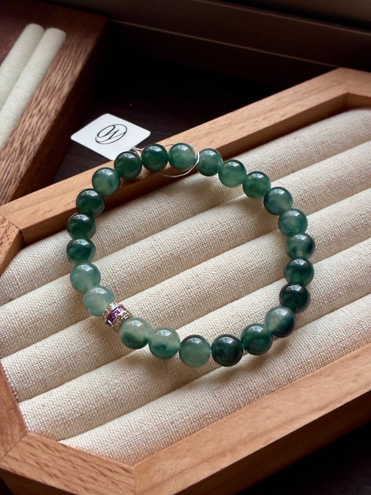 8.0mm Icy Oil Blue Ocean Jadeite Bracelet