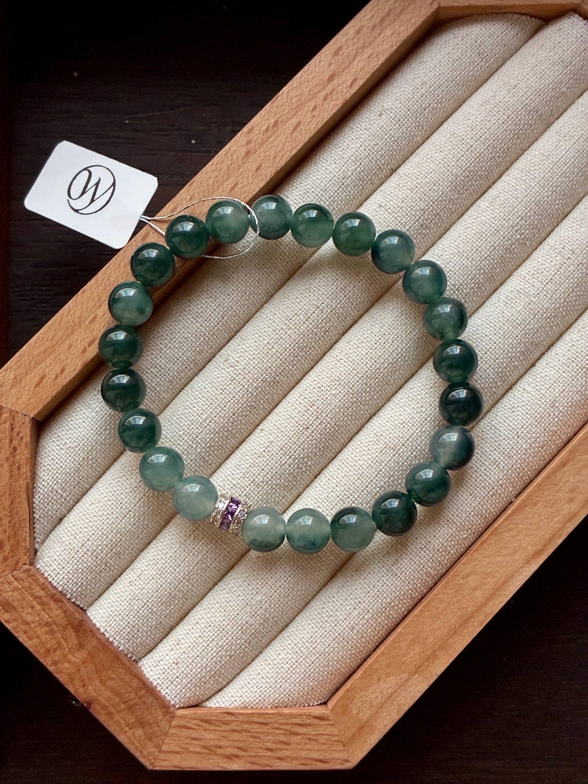 8.0mm Icy Oil Blue Ocean Jadeite Bracelet