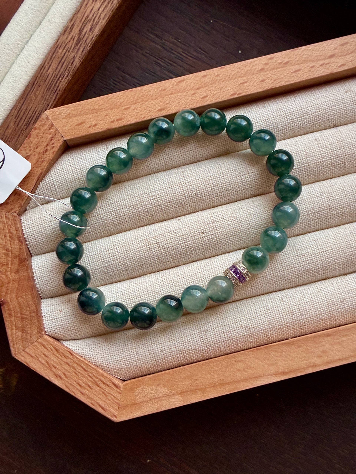 8.0mm Icy Oil Blue Ocean Jadeite Bracelet