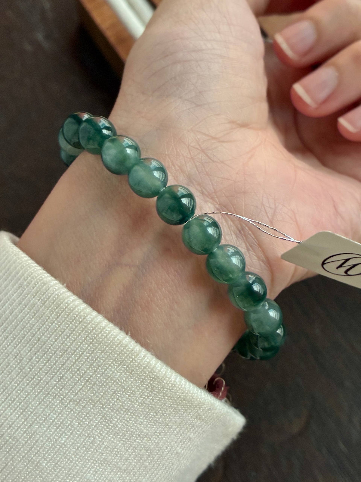 8.0mm Icy Oil Blue Ocean Jadeite Bracelet