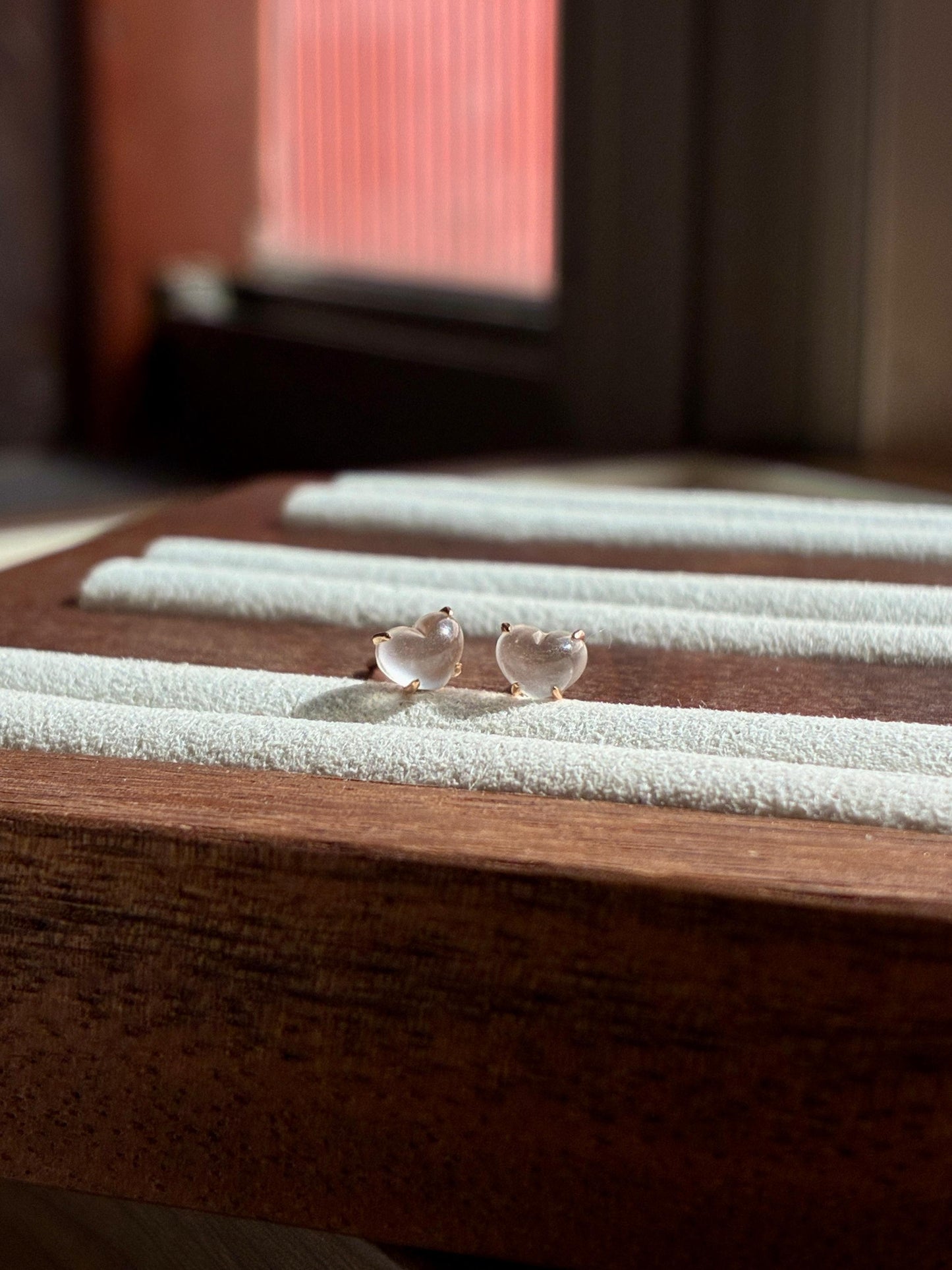 18K Glowy Plump Heart Studs in Rose Gold