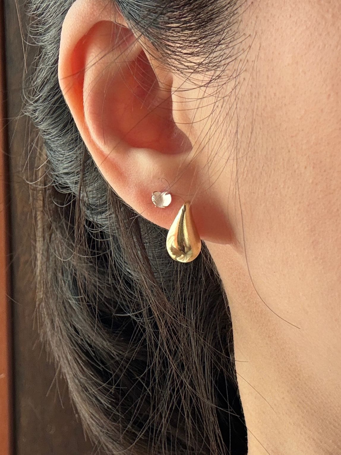 18K Glowy Plump Heart Studs in Rose Gold