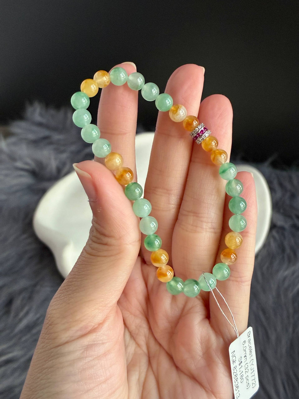 6.0mm Icy Jadeite Bracelet in Sunflower (Rare!)