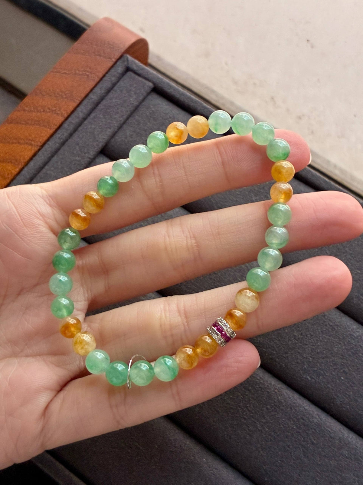 6.0mm Icy Jadeite Bracelet in Sunflower (Rare!)