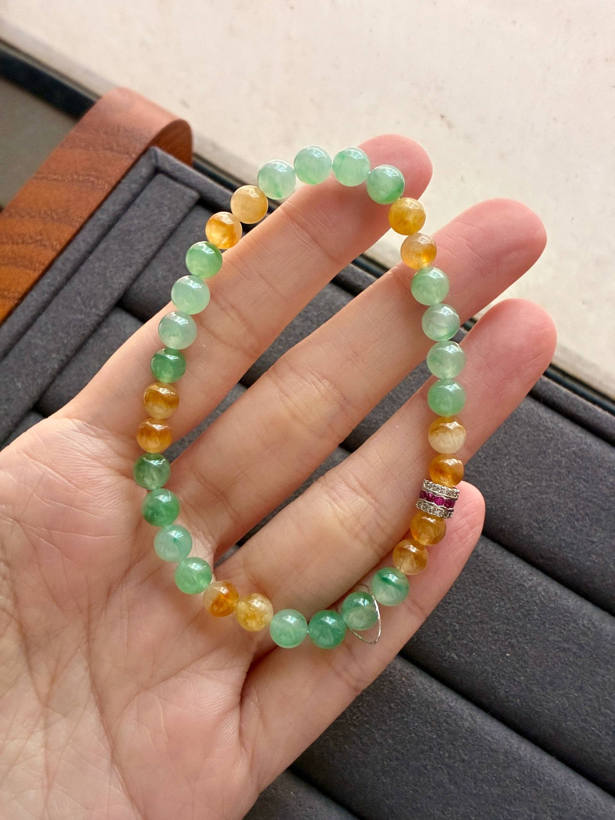 6.0mm Icy Jadeite Bracelet in Sunflower (Rare!)