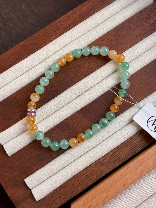 6.0mm Icy Jadeite Bracelet in Sunflower (Rare!)
