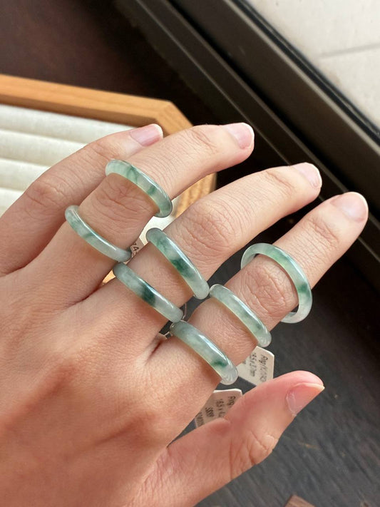 Icy Florals Jadeite Stackable Rings