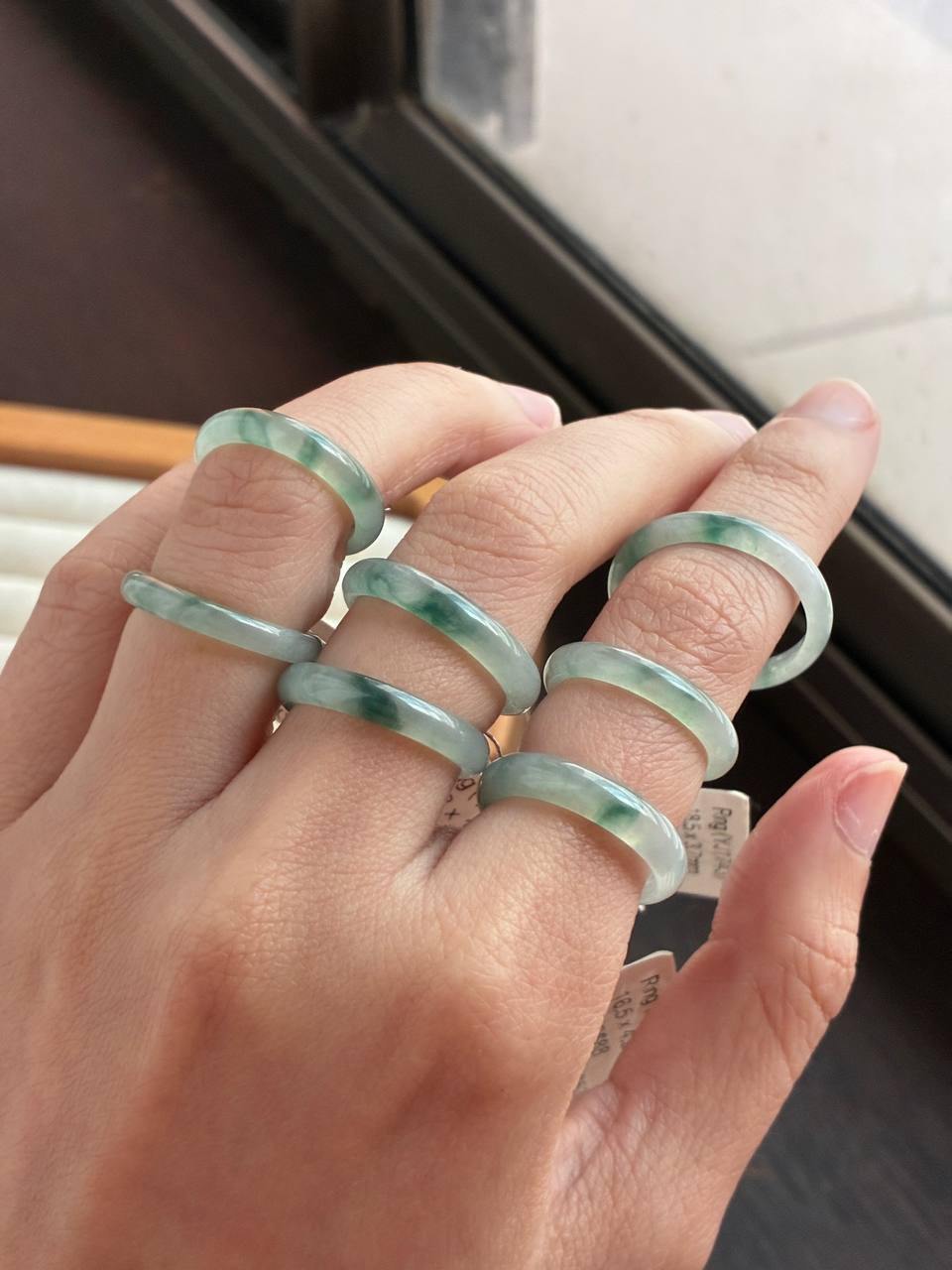 Icy Florals Jadeite Stackable Rings