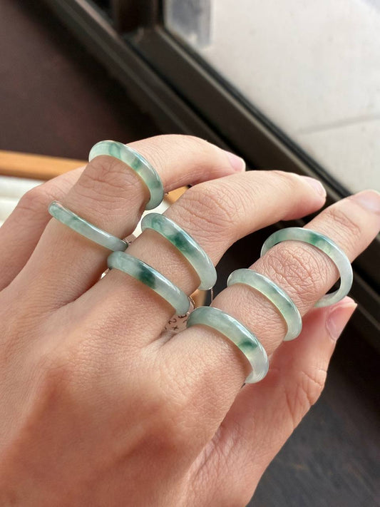 Icy Florals Jadeite Stackable Rings