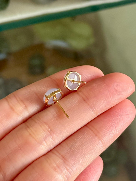 18K Glowy Light Lavender Oval Earrings (Rare!)