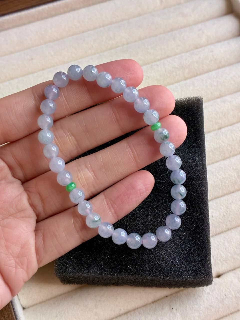 6.0mm Icy Waxy Monet Jadeite Bracelet