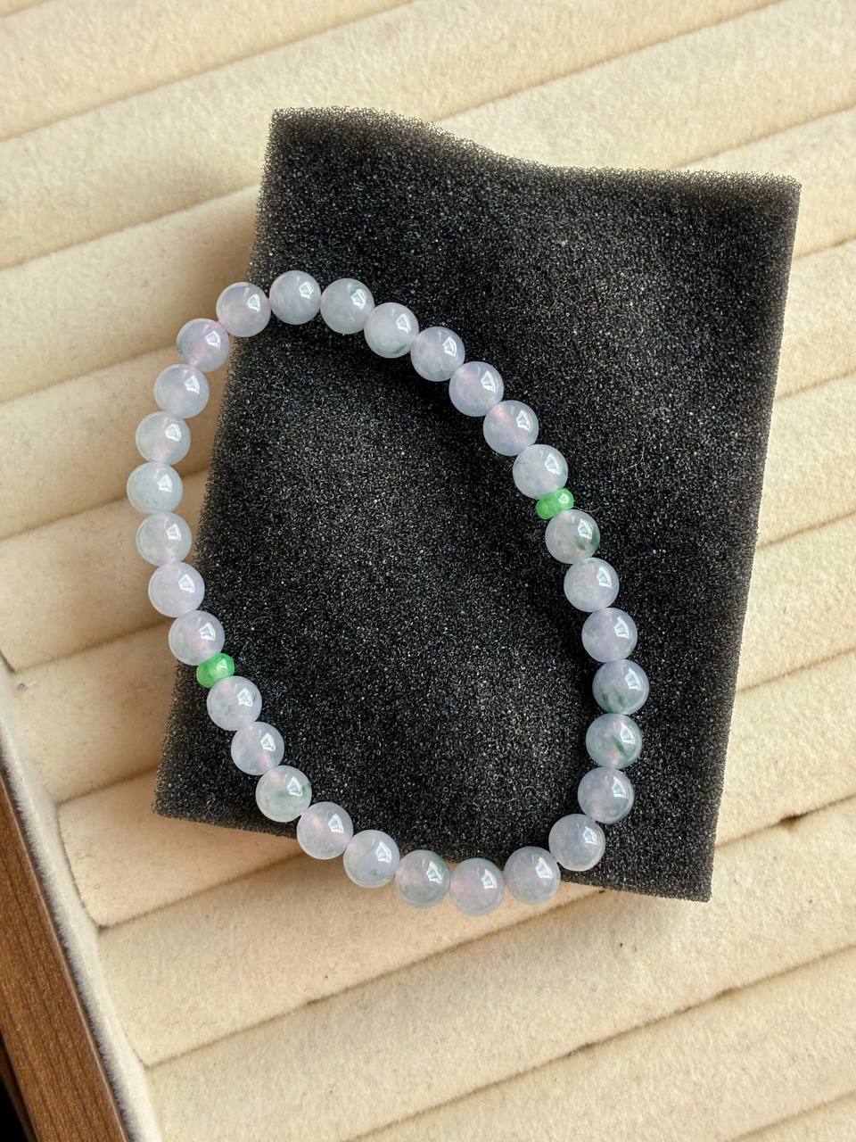 6.0mm Icy Waxy Monet Jadeite Bracelet