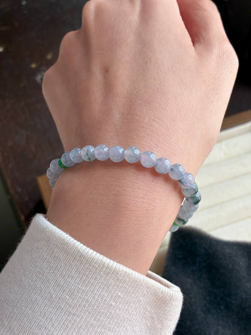 6.0mm Icy Waxy Monet Jadeite Bracelet