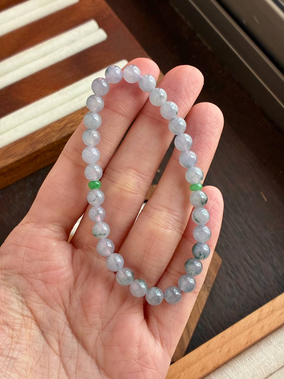 6.0mm Icy Waxy Monet Jadeite Bracelet