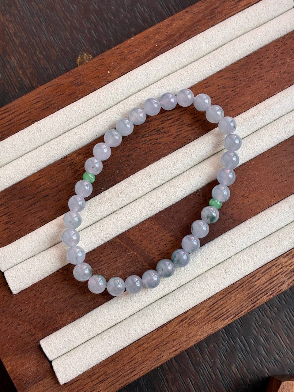 6.0mm Icy Waxy Monet Jadeite Bracelet