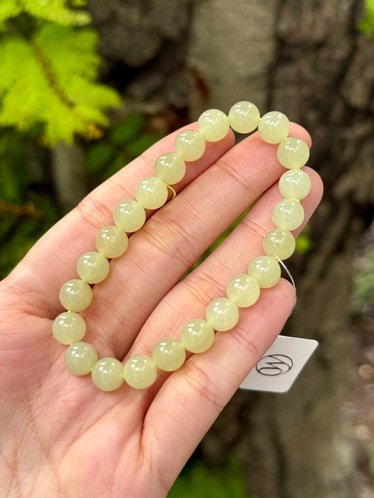 8.0mm Nephrite Bracelet HuangKou Yellow