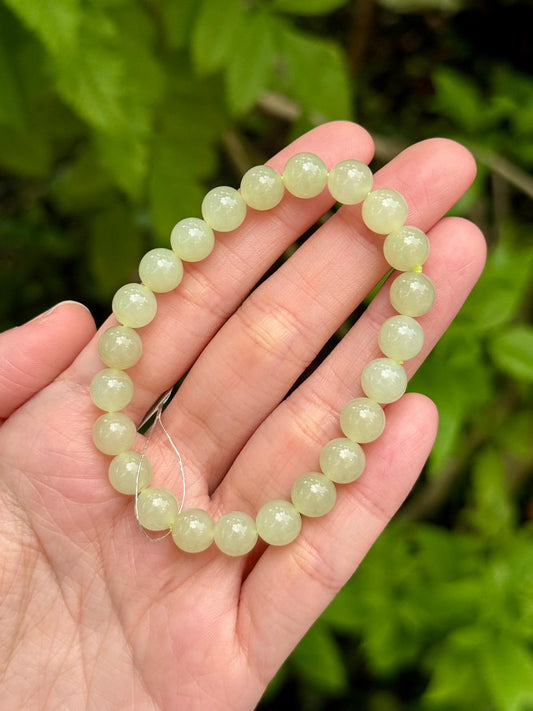 8.0mm Nephrite Bracelet HuangKou Yellow