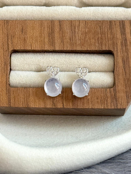 18K Icy Colorless Heart Stud Drop Earrings