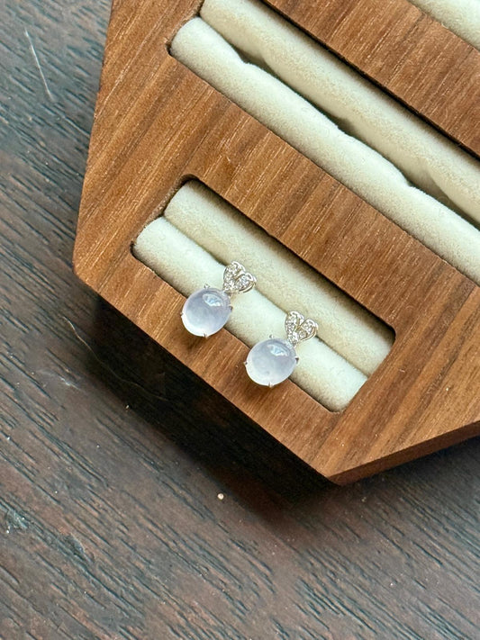 18K Icy Colorless Heart Stud Drop Earrings