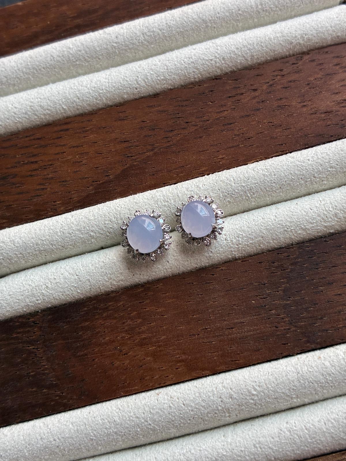 18K Glowy Lilac Earrings (Highly Translucent!)