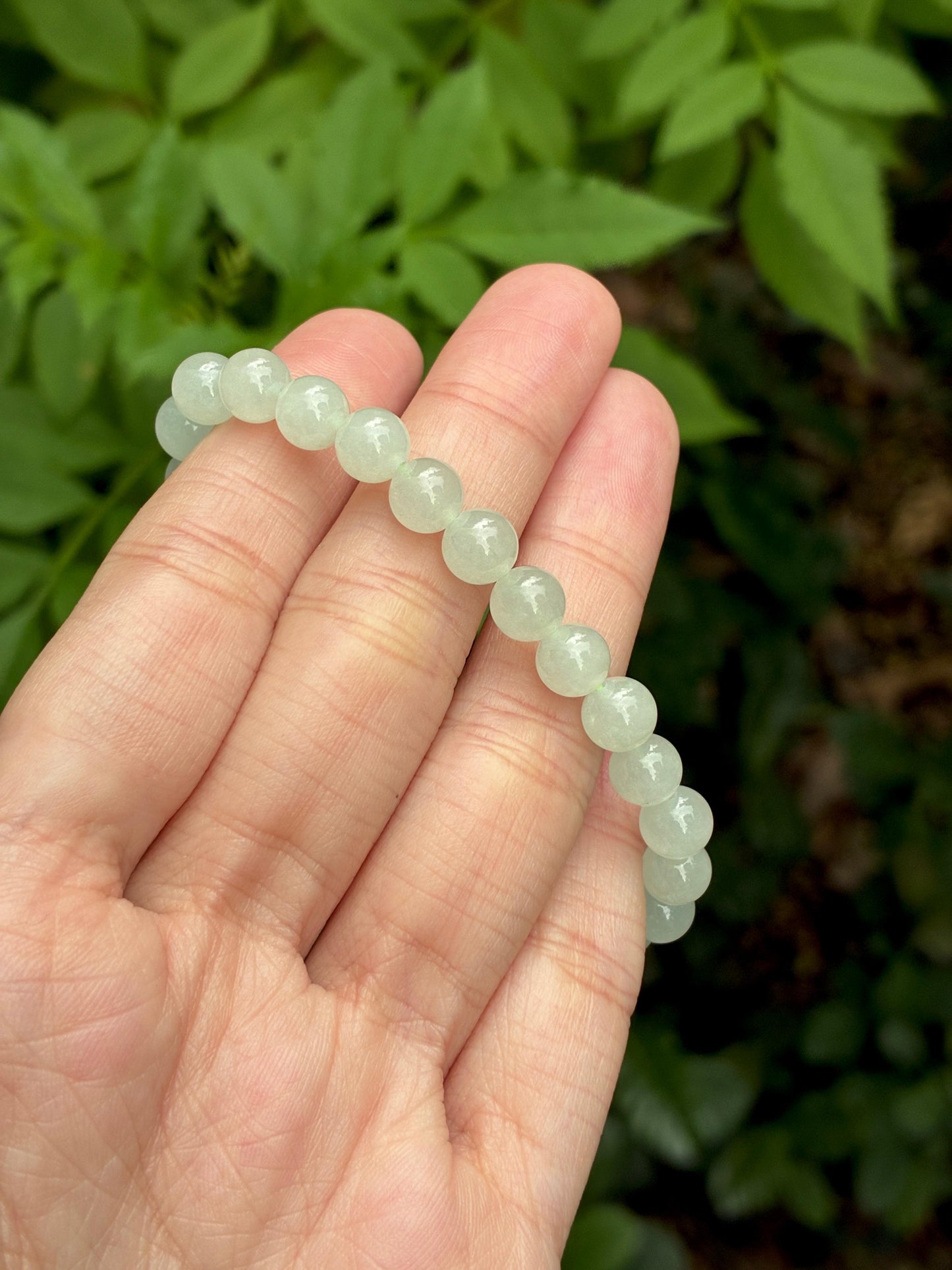 6.7mm Icy Jadeite Bracelet in Faint Green