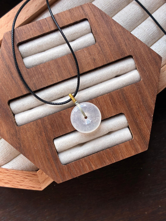 Icy Snow White Donut Jadeite Pendant