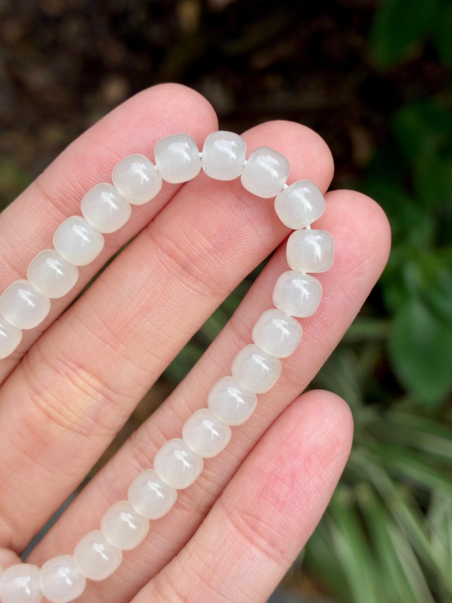 6.0mm Nephrite Barrel Bracelet Mutton Fat White (Premium)