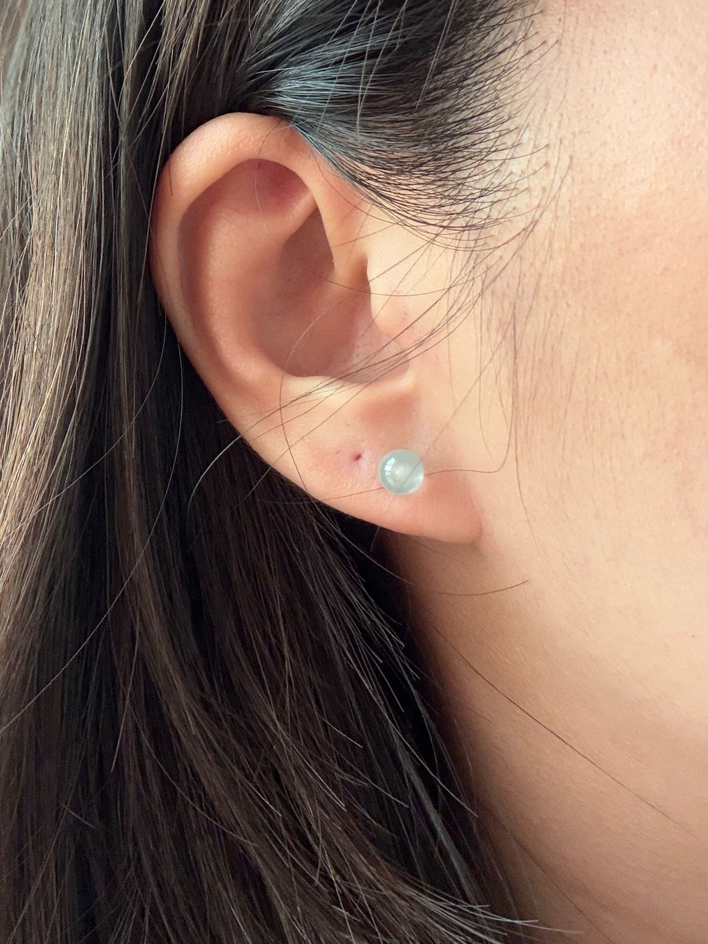 18K Icy Mini Lollipop Jadeite Studs (6.0mm)