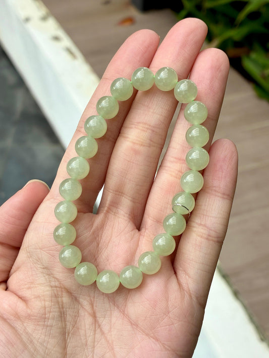 8.0mm Icy Nephrite Bracelet Qingshui