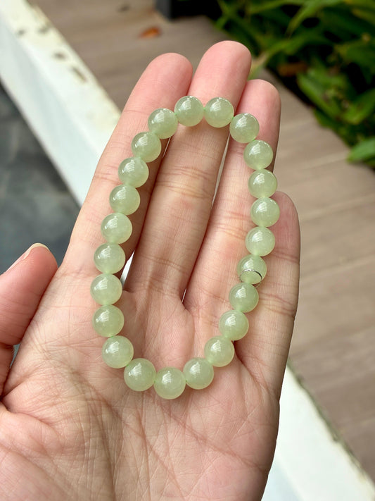 8.0mm Icy Nephrite Bracelet Qingshui