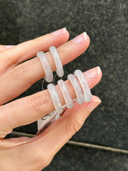 Icy Glowy White Jadeite Abacus Rings (Slim)