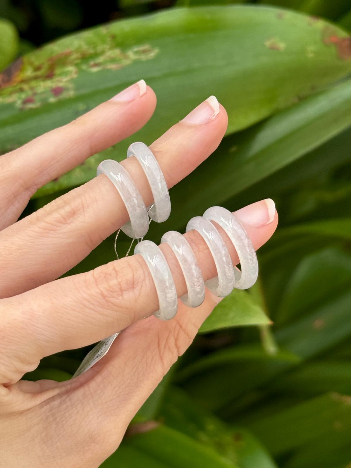 Icy Glowy White Jadeite Abacus Rings (Slim)
