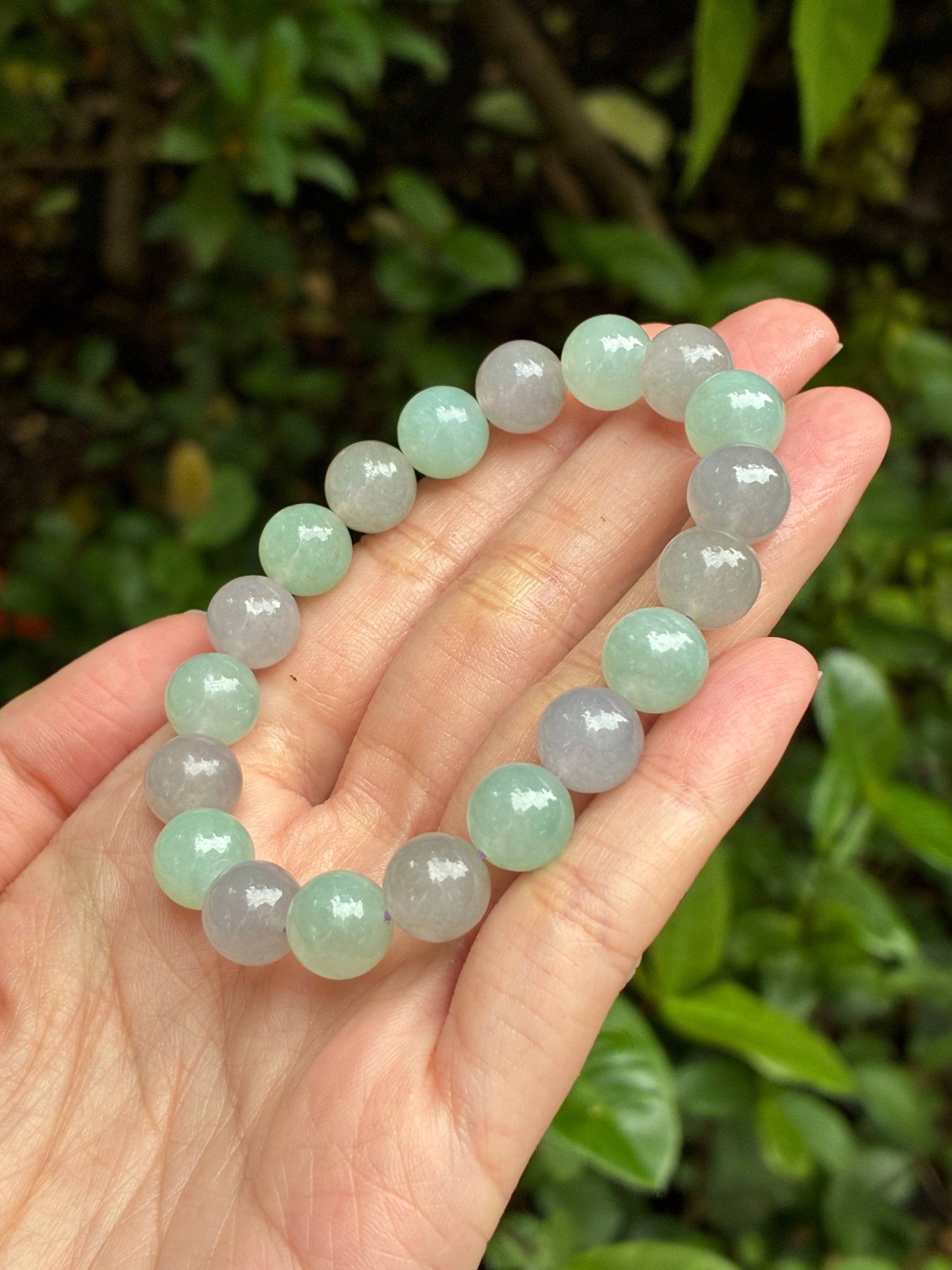 10.0mm Icy Two Tone Jadeite Bracelet
