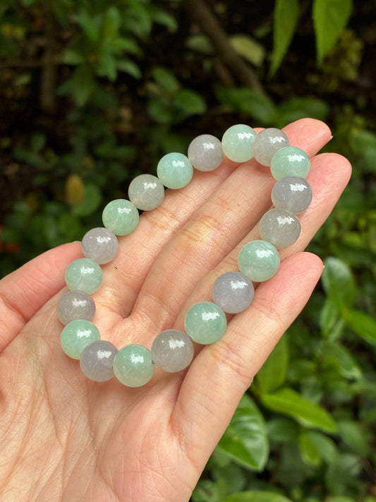 10.0mm Icy Two Tone Jadeite Bracelet