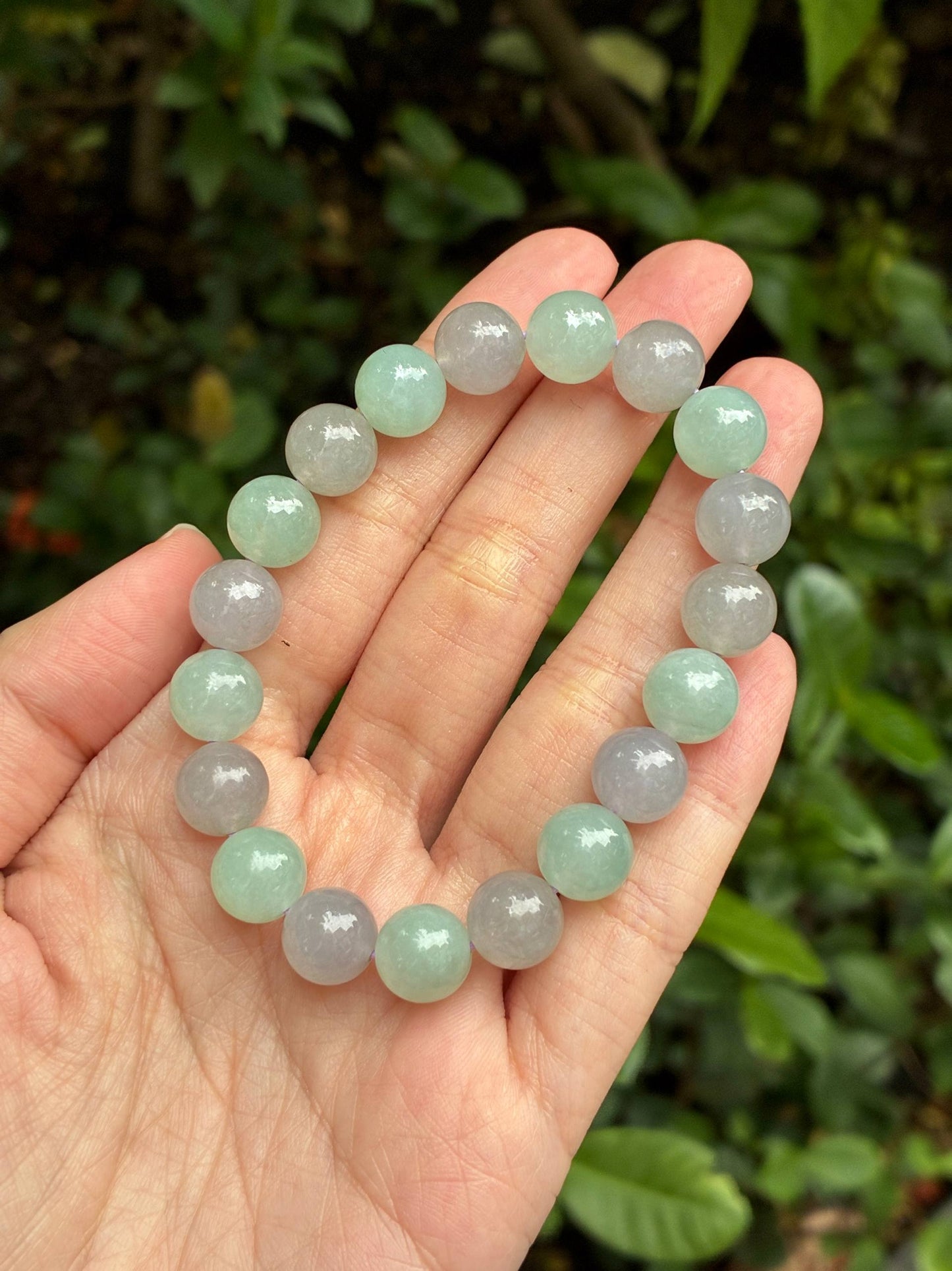 10.0mm Icy Two Tone Jadeite Bracelet