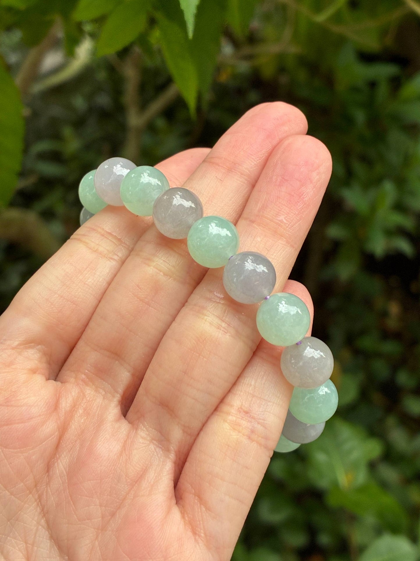 10.0mm Icy Two Tone Jadeite Bracelet