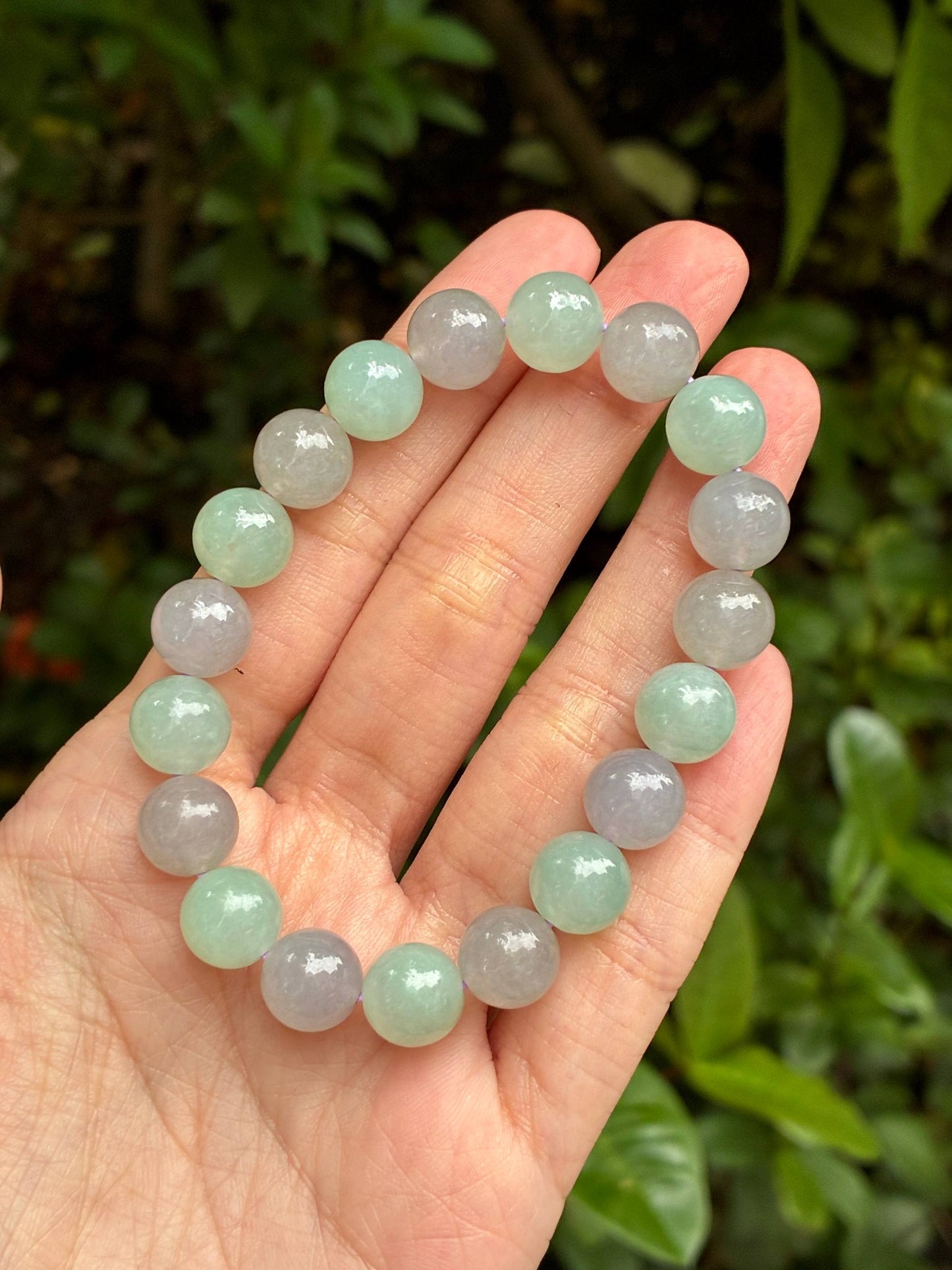 10.0mm Icy Two Tone Jadeite Bracelet