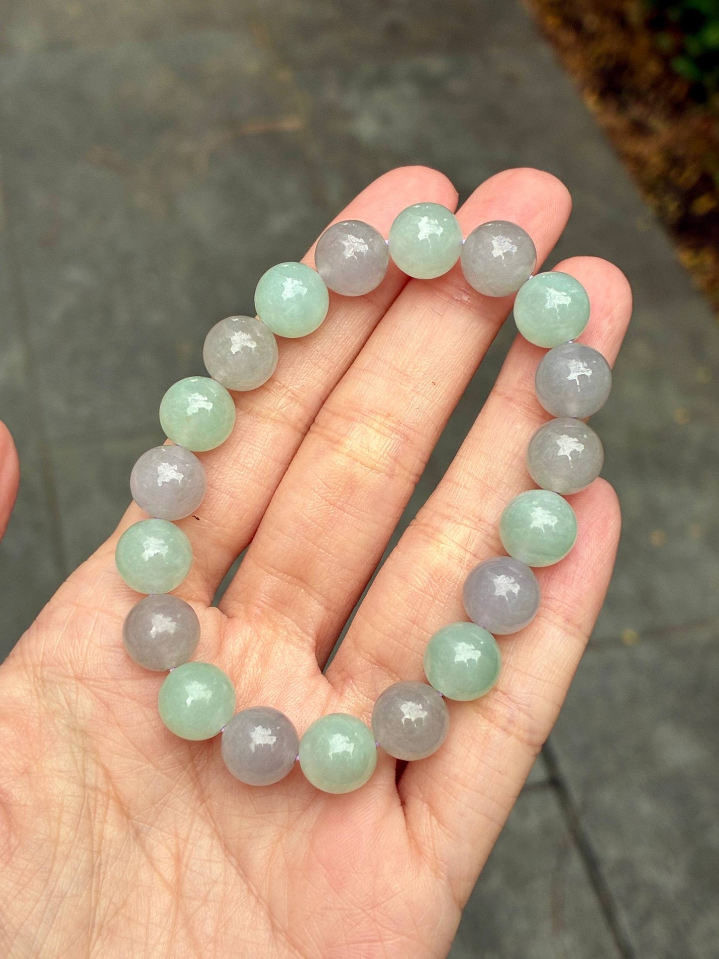 10.0mm Icy Two Tone Jadeite Bracelet