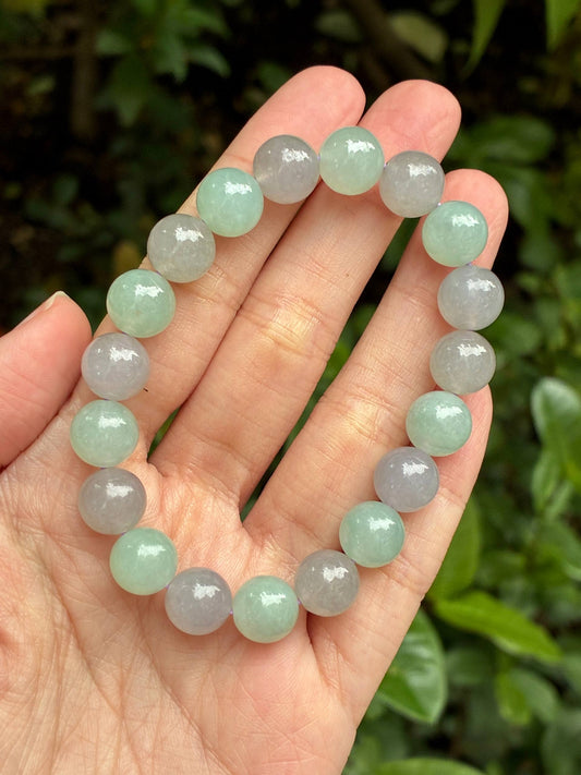 10.0mm Icy Two Tone Jadeite Bracelet