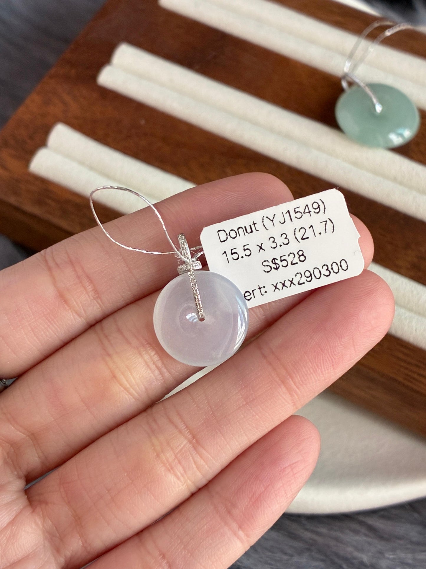 18K Waxy Colorless Donut Pendant