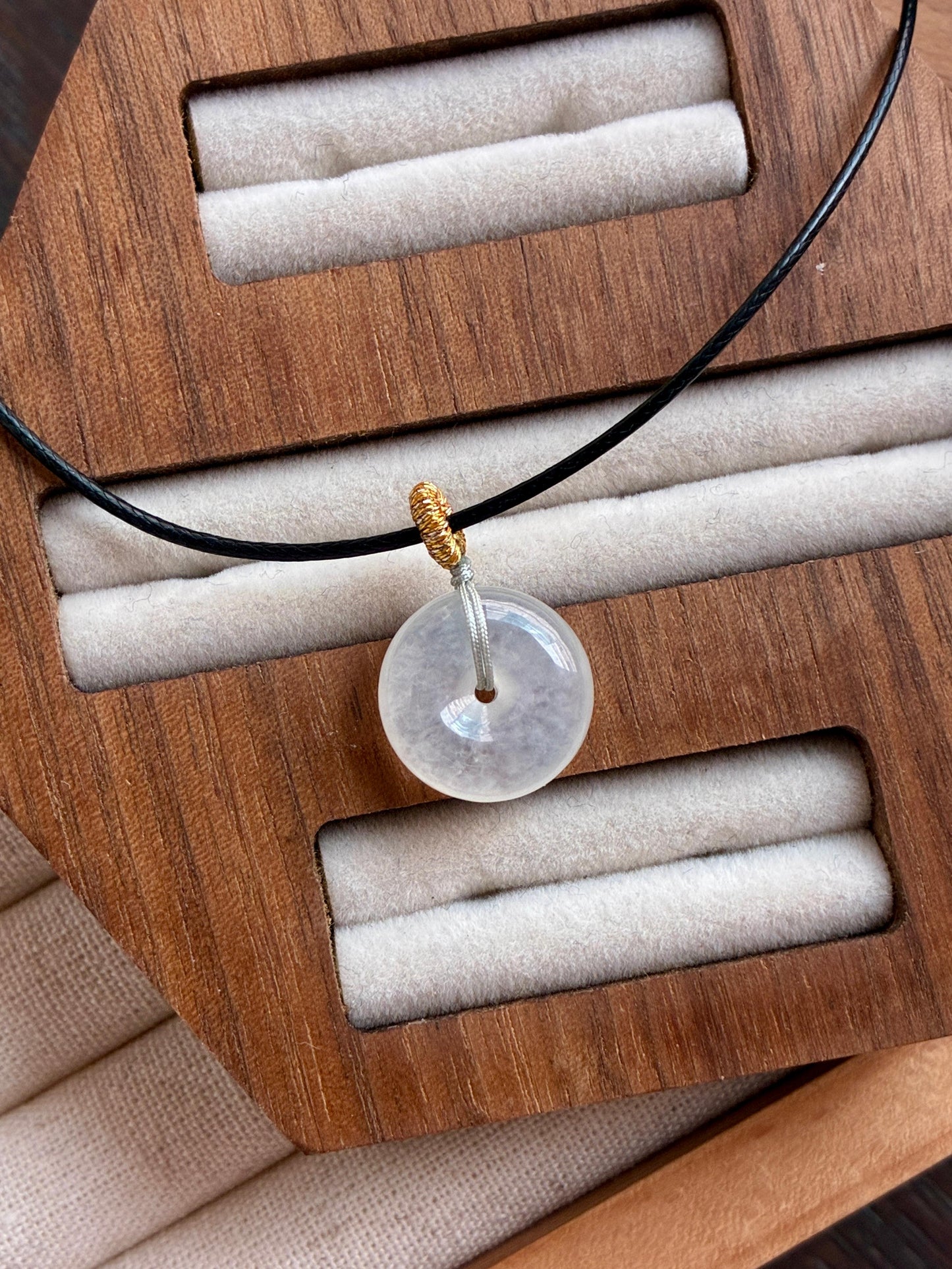 (Weekly Find!) Icy Snow White Donut Jadeite Pendant